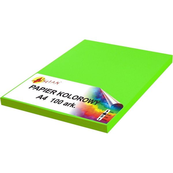 Carta Colorata A4 80G Verde Neon Fluo2 100 Fogli-image