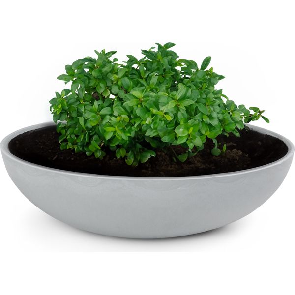 Fioriera Rotonda Bulbosa Da 30 Cm Per Esterni, Grigio Chiaro Marmorizzato-image