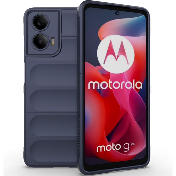 Custodia Per Motorola Moto G24 Custodia Protettiva In Silicone Tpu Morbido Antiurto Blu Scuro-image