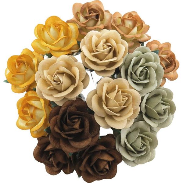 Rosen Traliccio 35Mm 20Pz Scrapbooking Fiori Di Carta Di Gelso, Miscela Beige-image