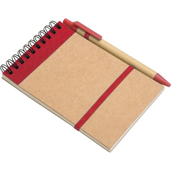 Midocean - Blocco Note E Penna "Sonora"", Materiale Riciclato, A6 MO128 (Taglia Unica) (Rosso/Beige)"-image