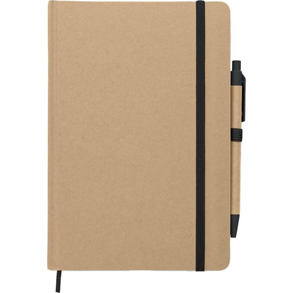 Midocean - Taccuino E Penna "Caratil"", Materiale Riciclato, A5 MO366 (1,2 Cm X 21 Cm X 14 Cm) (Nero)"-image