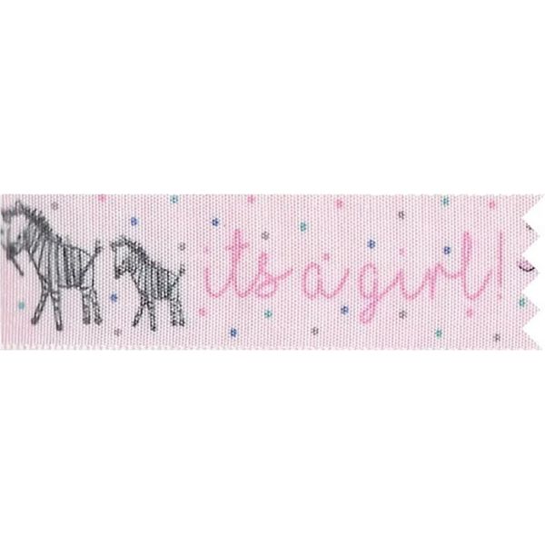 Anniversary House - Nastro Regalo "Its A Girl"", Baby Shower - Poliestere SG38247 (Taglia Unica) (Rosa/Nero)"-image