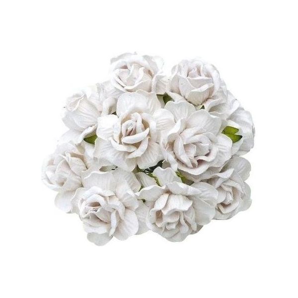 Wildrosen 40Mm 25Pcs Scrapbooking Fiori Di Carta Di Gelso, Bianco-image