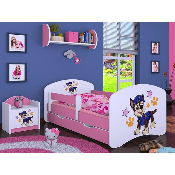 Bdw Cot Super Dogs, Lettino Per Bambini, Rosa (Motivo 5), 140 X 70 Cm-image