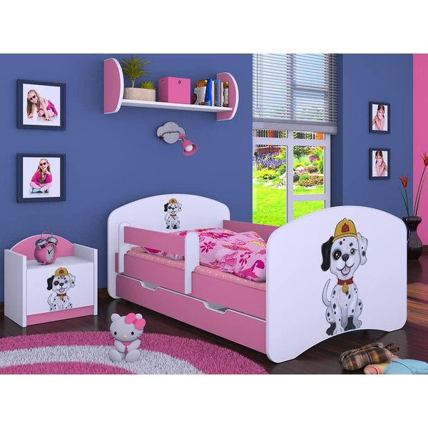 Bdw Cot Super Dogs, Lettino Per Bambini, Rosa (Motivo 2), 180 X 90 Cm-image