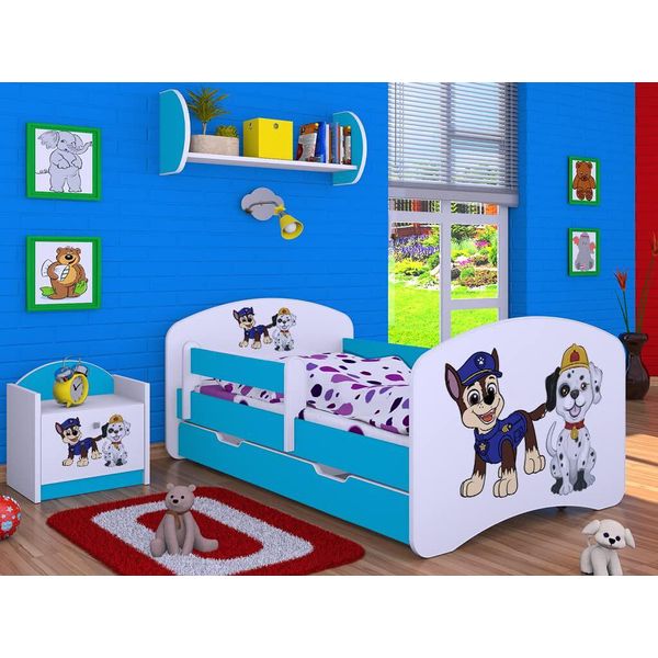 Bdw Culla Super Dogs, Culla Per Bambini, Blu (Motivo 1), 160 X 80 Cm-image