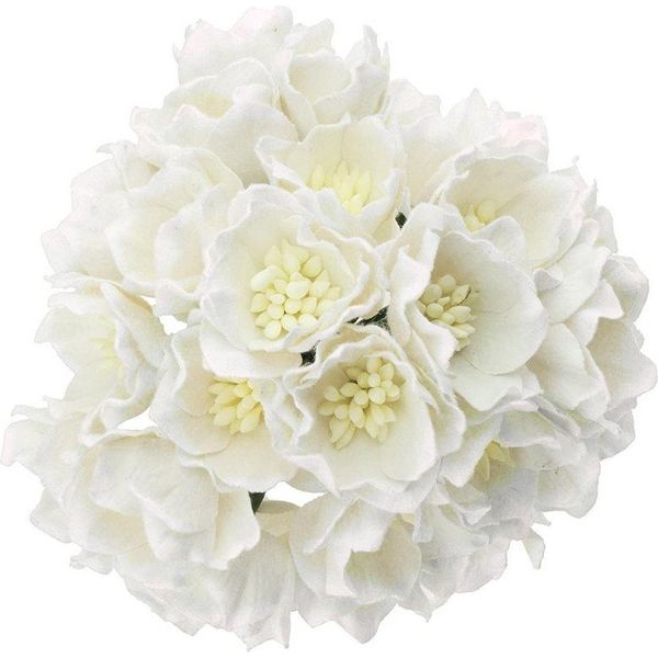 Lotus 35Mm 25Pcs Scrapbooking Fiori Di Carta Di Gelso, Bianco-image