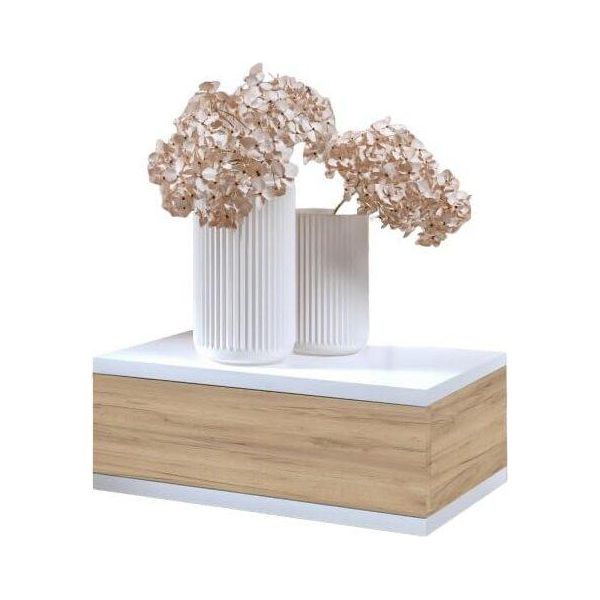 Comodino Bdw, Comodino Sospeso Con Cassetto, Bianco/Oro Artigianale-image