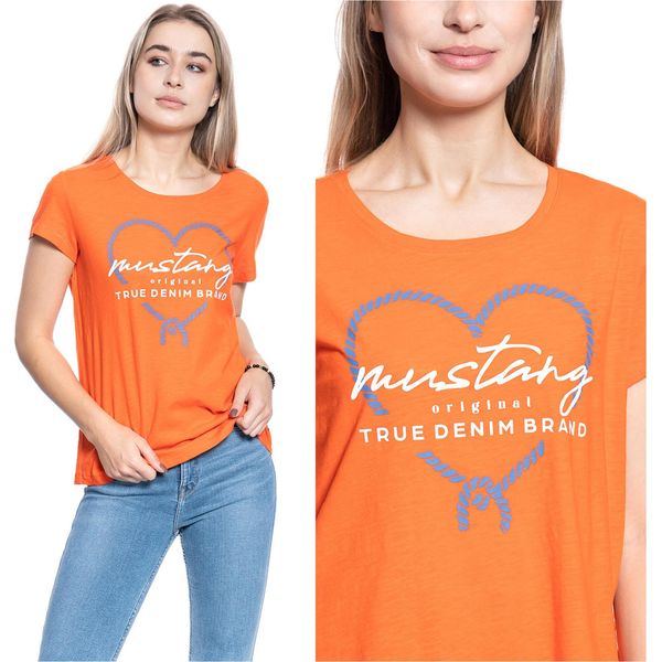 Mustang Damen, Maglietta Alina C Print, S, Arancione, Sport, Tshirt, Camicia-image