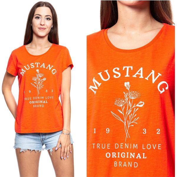 Mustang Damen, Maglietta Alina C Print, S, Arancione, Sport, Tshirt, Camicia-image