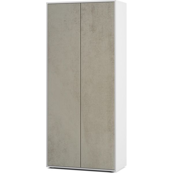 Simplyfurn Armadietto Per Ufficio Amira T00 | Armadio Per Documenti E Multiuso | Weiß & Cemento Ossidato | 180X80X40 Cm | Push-To-Open Per Ufficio-image