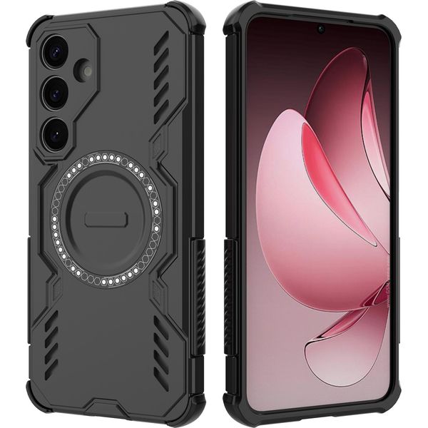 Custodia Magnetica Per Samsung Galaxy S25 Fe, Paraurti Ibrido In Pc E Tpu, Fori Di Ventilazione Per La Dissipazione Del Calore Custodia Nera-image