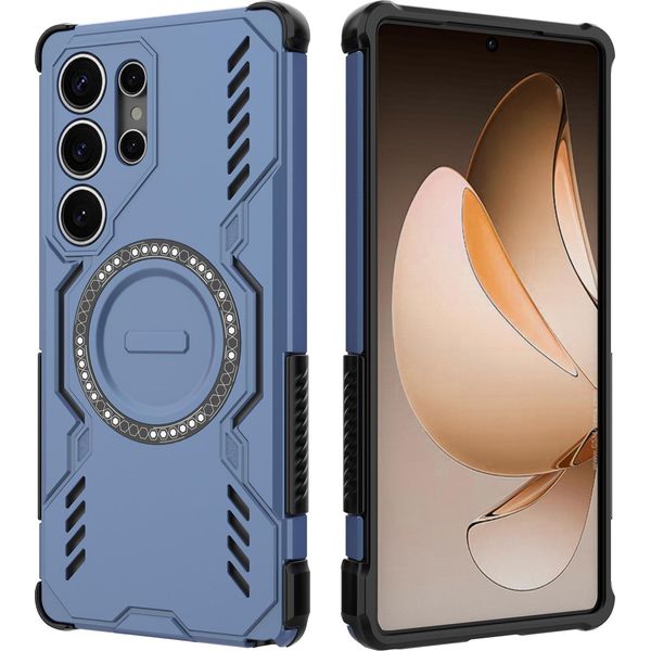 Custodia Magnetica Per Samsung Galaxy S25 Ultra, Paraurti Ibrido In Pc E Tpu, Fori Di Ventilazione Per La Dissipazione Del Calore Custodia Blu-image