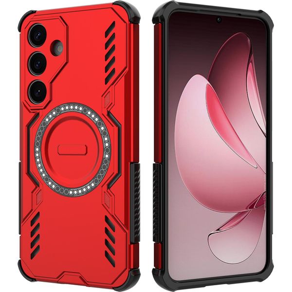 Custodia Magnetica Per Samsung Galaxy S25 Fe, Paraurti Ibrido In Pc E Tpu, Fori Di Ventilazione Per La Dissipazione Del Calore Custodia Red-image