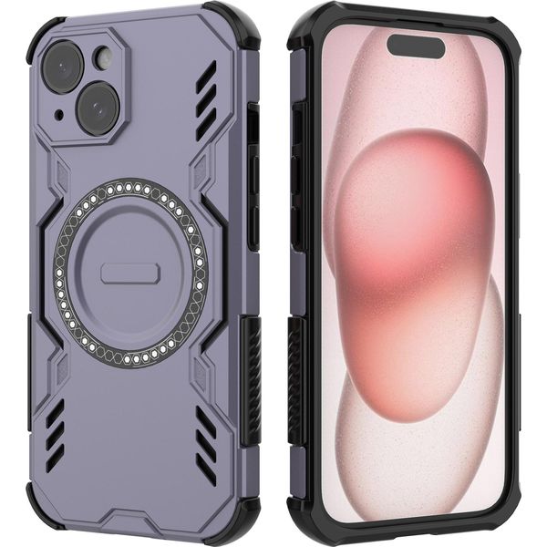 Custodia Magnetica Per Iphone 15, Paraurti Ibrido In Pc E Tpu, Prese D'aria Per La Dissipazione Del Calore Custodia Viola-image