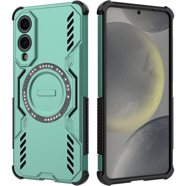 Custodia Magnetica Per Samsung Galaxy S25 Edge, Paraurti Ibrido In Pc E Tpu, Fori Di Ventilazione Per La Dissipazione Del Calore Custodia Verde-image