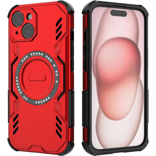 Custodia Magnetica Per Iphone 15, Paraurti Ibrido In Pc E Tpu, Prese D'aria Per La Dissipazione Del Calore Custodia Rossa-image