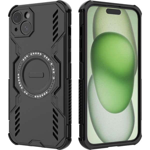 Custodia Magnetica Per Iphone 15 Plus /Iphone 14 Plus, Paraurti Ibrido In Pc E Tpu, Prese D'aria Per La Dissipazione Del Calore Custodia Nera-image