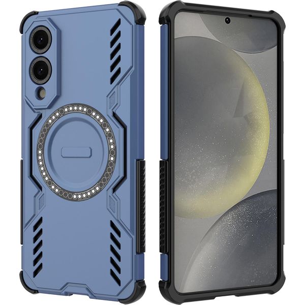 Custodia Magnetica Per Samsung Galaxy S25 Edge, Paraurti Ibrido In Pc E Tpu, Fori Di Ventilazione Per La Dissipazione Del Calore Custodia Blu-image
