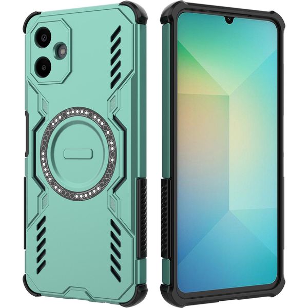 Custodia Magnetica Per Samsung Galaxy A06, Paraurti Ibrido In Pc E Tpu, Fori Di Ventilazione Per La Dissipazione Del Calore Custodia Verde-image