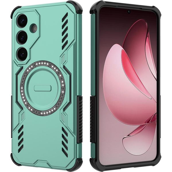 Custodia Magnetica Per Samsung Galaxy S25+, Paraurti Ibrido In Pc E Tpu, Fori Di Ventilazione Per La Dissipazione Del Calore Custodia Verde-image