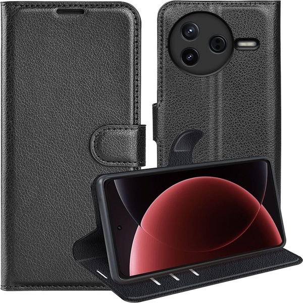 Per Xiaomi Poco F7 Pro Custodia A Libro In Pelle Finta Per Cellulare Cover Nera-image