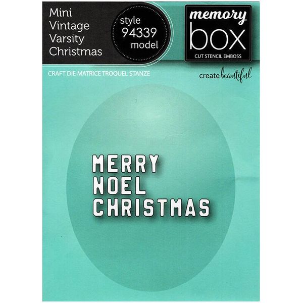 Memory Box Set Di Fustelle Per Punzonatura Stencil Per Scrapbooking, Mini Vintage Varsity Christmas-image