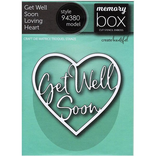 Memory Box Set Di Fustelle Per Punzonatura Stencil Per Scrapbooking, Get Well Soon Loving Heart 94380-image
