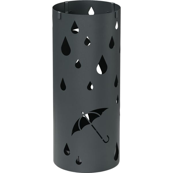 Homcom Portaombrelli Portaombrelli Con 4 Ganci E Vaschetta Raccogli Gocce Rimovibile Portaombrelli Per Bastoni E Ombrelli Acciaio Ø17 X 41 Cm Grigio Scuro-image