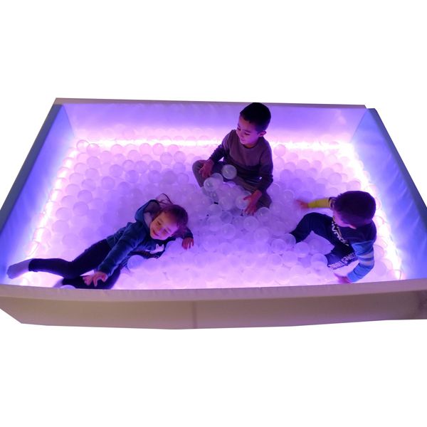 Sumo Didactic - Piscina Di Palline Sensoriali Con Luce Led 200X120X40 Cm - Resistente, Antibatterica E Sicura Per L'apprendimento Motorio In Asili E Scuole-image