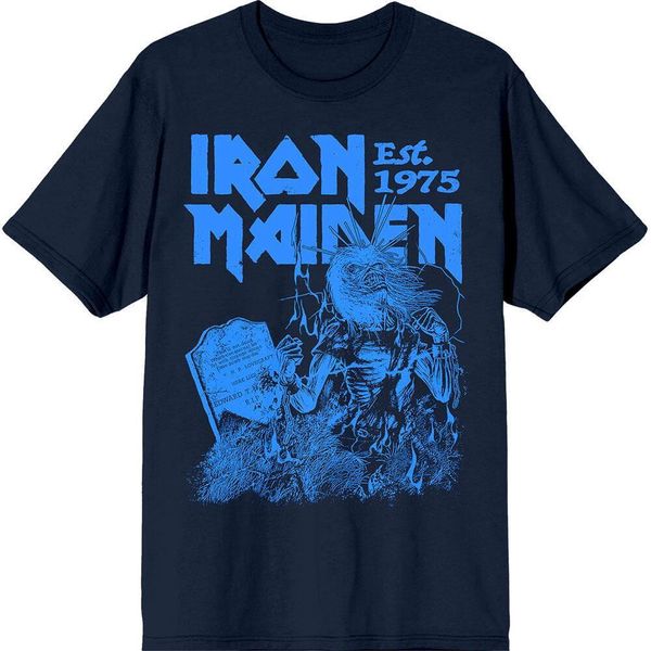 Iron Maiden - Maglietta "Est. 1975 Life After Death Stamp"" Per Uomo/Donna Unisex RO13596 (M) (Blu Scuro)"-image