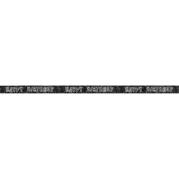 Unique Party - Bandiera, Foil, Buon Compleanno SG38362 (Taglia Unica) (Nero)-image