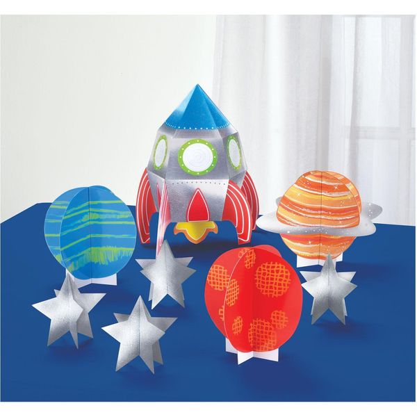 Amscan - Decorazione Da Tavolo "Blast Off"", 8° Compleanno - Scatola Di Cartone SG38429 (Taglia Unica) (Colorato)"-image
