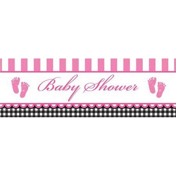 Creative Party - Bandiera "Gigante"", Baby Shower - Plastica SG36542 (Taglia Unica) (Rosa/Bianco/Nero)"-image
