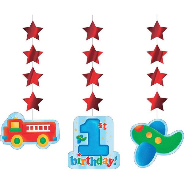 Creative Party - Ritaglio - Decorazione Da Appendere, 1° Compleanno 3-Pack - Foil SG36038 (Taglia Unica) (Rosso/Blu/Verde)-image