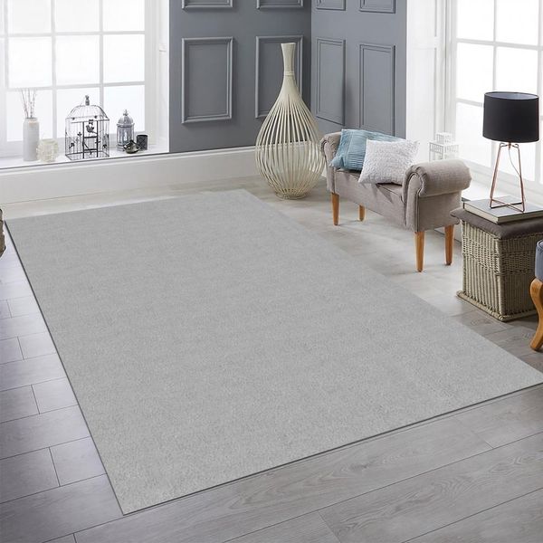 Tappeto Da Salotto Monocolore Antiscivolo Moderno Morbido In Grigio Dimensioni - 120 Cm Rotondo-image