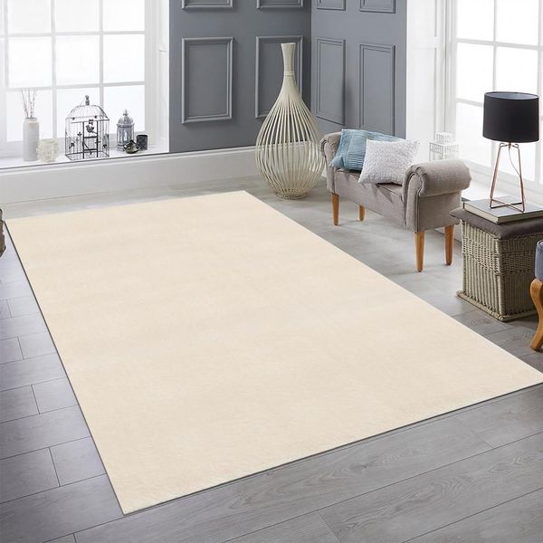 Tappeto Da Salotto In Tinta Unita Di Facile Manutenzione Dal Design Moderno In Beige Dimensioni - 160 X 220 Cm-image