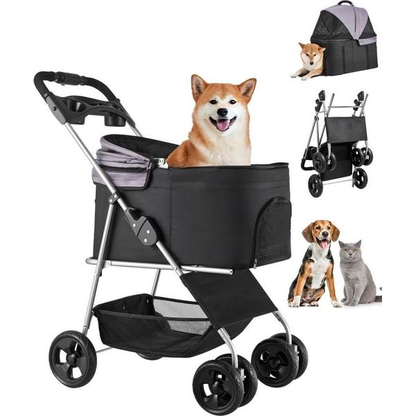 Passeggino Pieghevole Per Cani Con 4 Ruote - Passeggino Per Animali Domestici Fino A 16,9 Kg - Passeggino Leggero Per Il Trasporto Di Cani-image