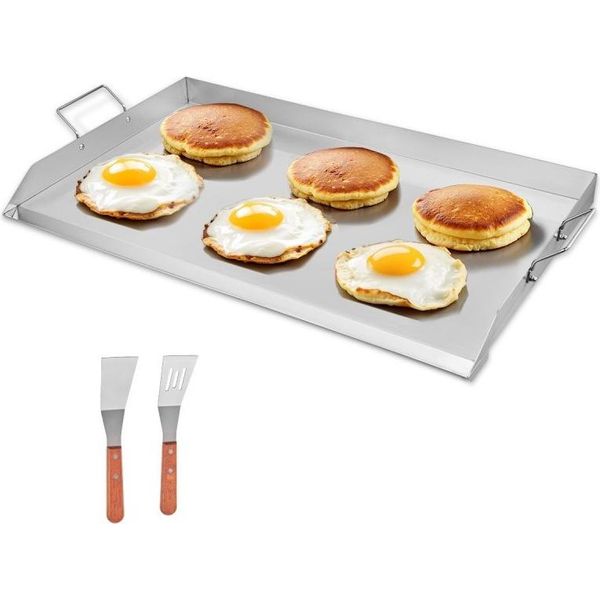 Piastra Per Grigliare In Acciaio Inox - Padella Per Grigliare Bbq - Pentole 910X525Mm-image