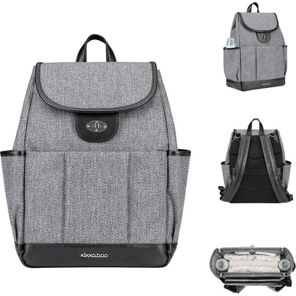 Kikkaboo Borsa Fasciatoio Morice Zaino Bottoni Magnetici, Chiusura A Rotazione, Regolabile Grigio-image