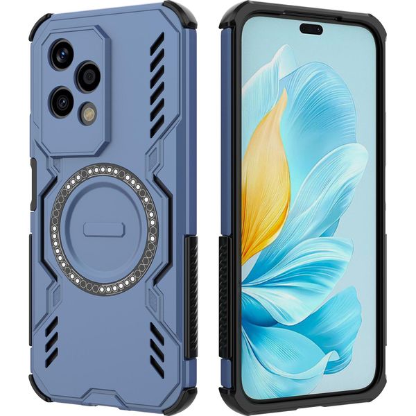 Custodia Magnetica Per Honor 200 Lite, Paraurti Ibrido In Pc E Tpu, Prese D'aria Per La Dissipazione Del Calore Custodia Blu-image
