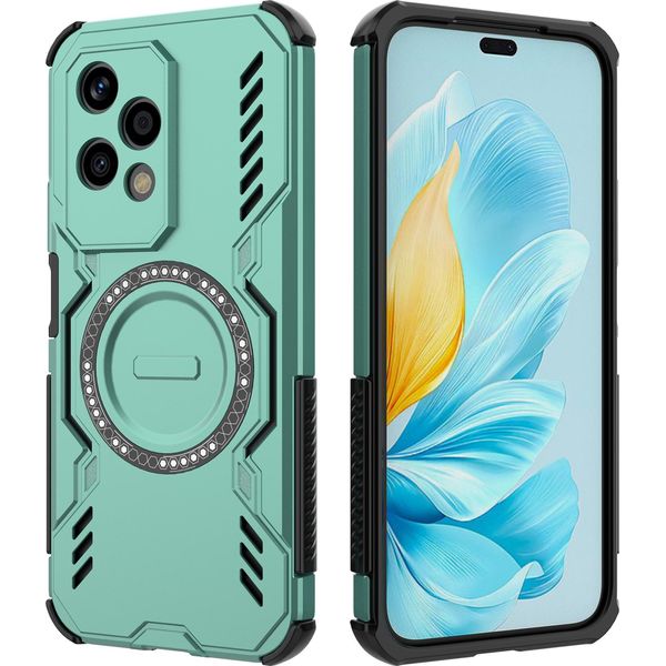 Custodia Magnetica Per Honor 200 Lite, Paraurti Ibrido In Pc E Tpu, Fori Di Ventilazione Per La Dissipazione Del Calore Custodia Verde-image