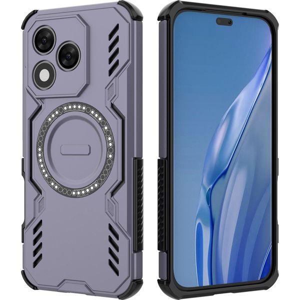 Custodia Magnetica Per Honor 400 Lite, Paraurti Ibrido In Pc E Tpu, Prese D'aria Per La Dissipazione Del Calore Custodia Viola-image
