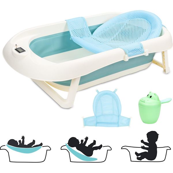 Aopunly Vasca Da Bagno Pieghevole Per Bambini 83 Cm Vasca Da Bagno Antiscivolo Per Bambini, Verde-image