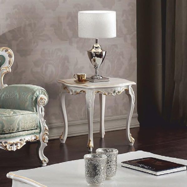 Casa Padrino Tavolino Barocco Bianco/Oro H. 59 Cm - Italy-image