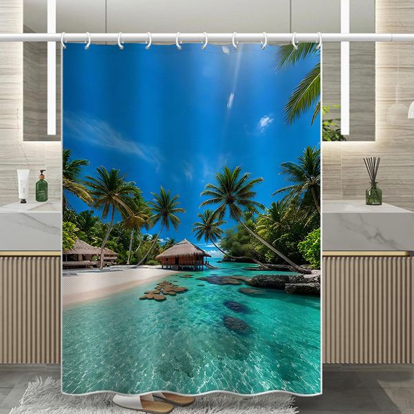 Tenda Da Bagno Decorativa Impermeabile E Resistente Alla Muffa, Come Tenda Da Doccia, Divisorio Per La Stanza O Tenda Per La Porta, Dimensioni: 180X180Cm, Stile 3-image