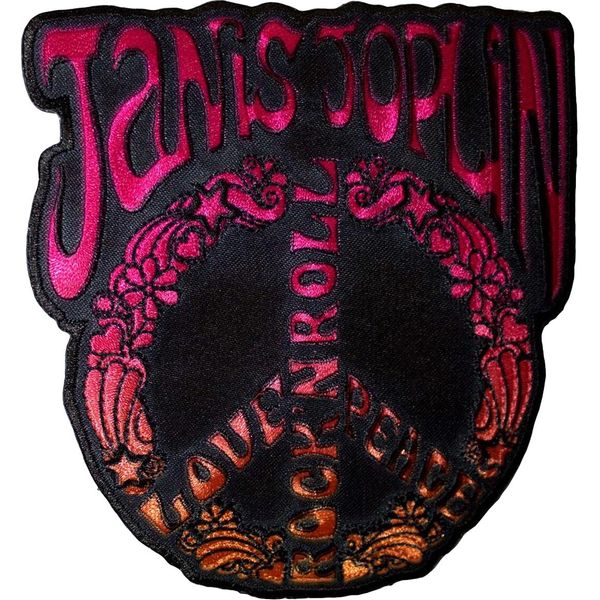 Janis Joplin - Peace Sign - Toppa Da Stirare RO13692 (Taglia Unica) (Nero/Rosa)-image