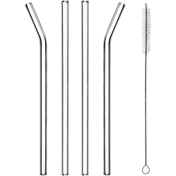 Set Di Cannucce Kadax In Vetro Borosilicato, 20 Cm, 4 Pezzi + Pulitore-image