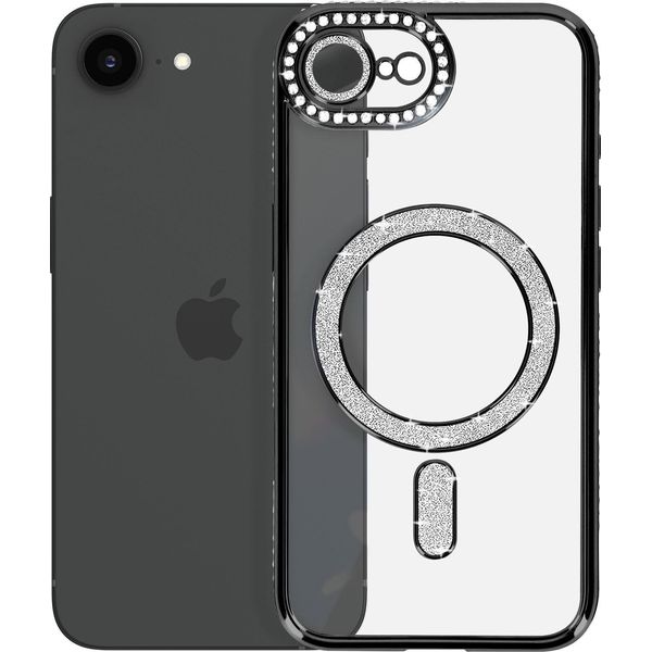 Avizar, Custodia Diamond Per Iphone 16E Magsafe Con Bordo In Strass, Nero-image